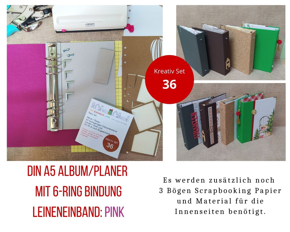 Kreativ Set 36 - Basis Set pink - 6-Loch Planer - zum Schließen ins Bild klicken